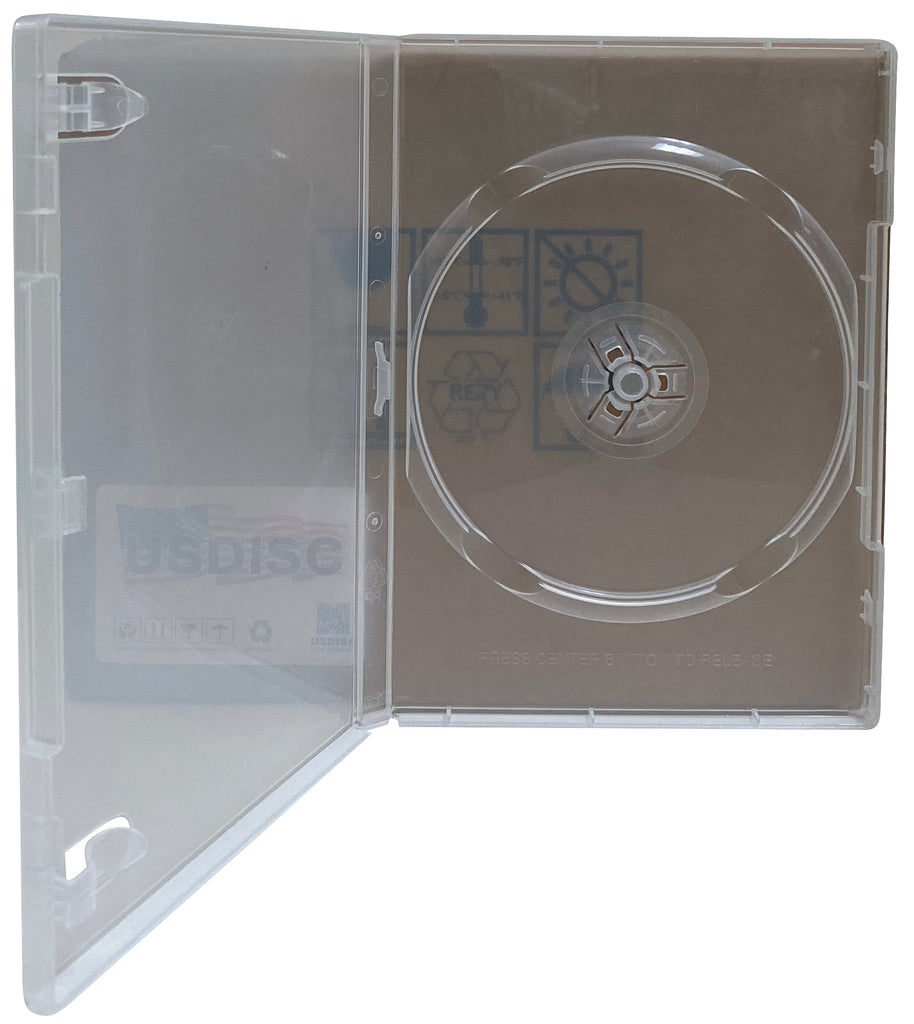 USDISC DVD Cases Standard 14mm Premium, Single 1 Disc, Super Clear