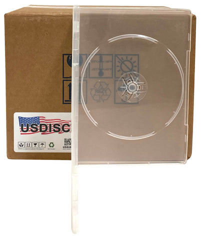 USDISC DVD Cases Slimline 7mm Premium, Single 1 Disc, Super Clear