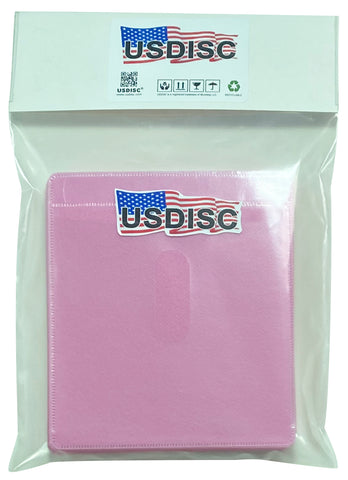 USDISC Plastic Sleeves, Double-sided 2 Disc, Pink