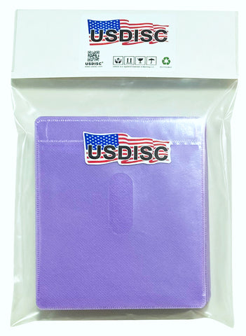 USDISC Plastic Sleeves, Double-sided 2 Disc, Purple