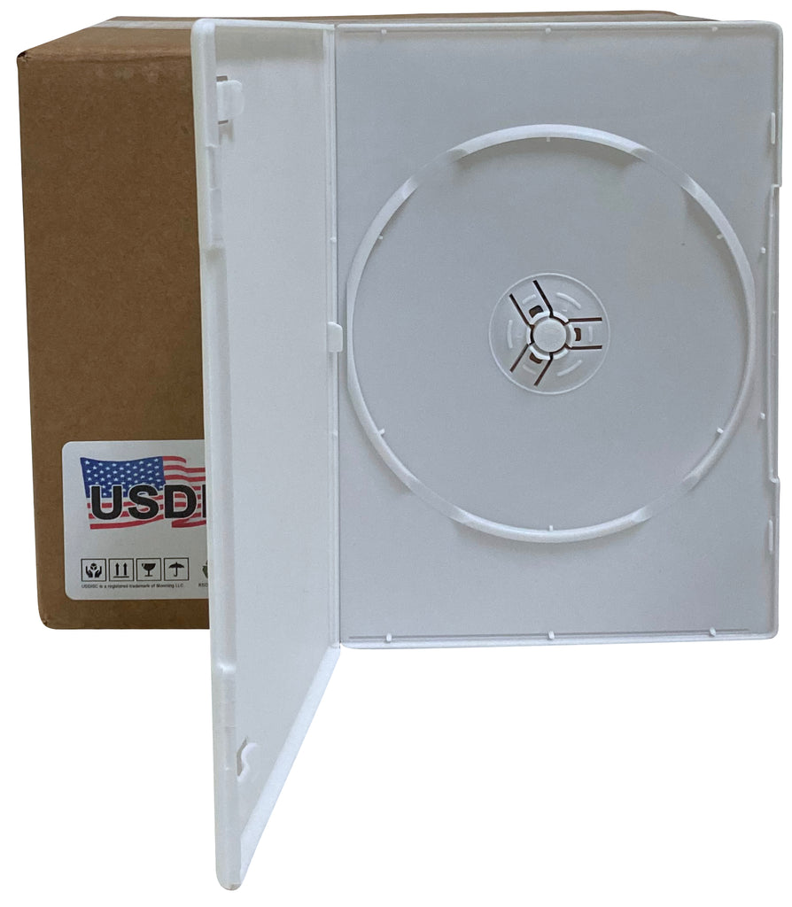 USDISC DVD Cases Slimline 7mm Premium, Single 1 Disc, White