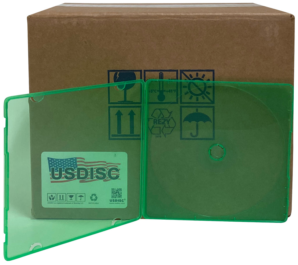 USDISC PP Poly Cases 5mm, Single 1 Disc, Clear Green