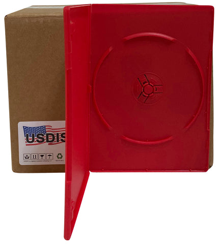 USDISC DVD Cases Slimline 7mm Premium, Single 1 Disc, Red