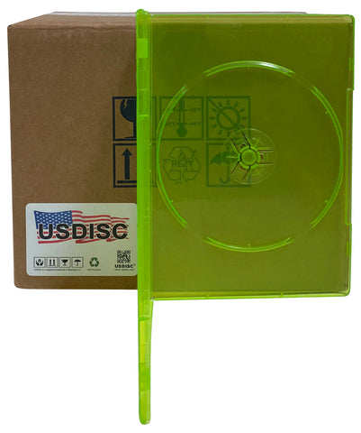 USDISC DVD Cases Slimline 7mm Premium, Single 1 Disc, Clear Green