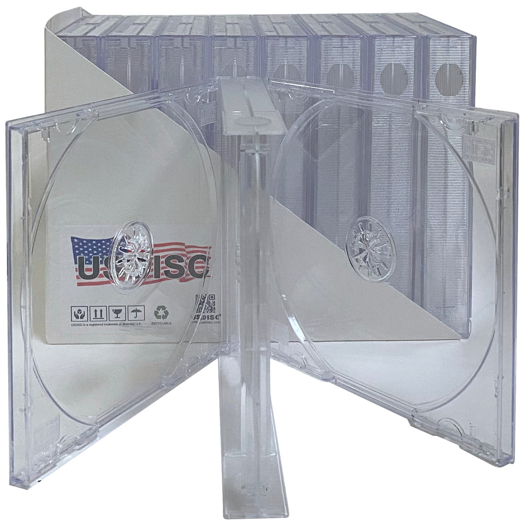 USDISC CD Jewel Cases Chubby 22mm, Quadruple 4 Disc, Clear