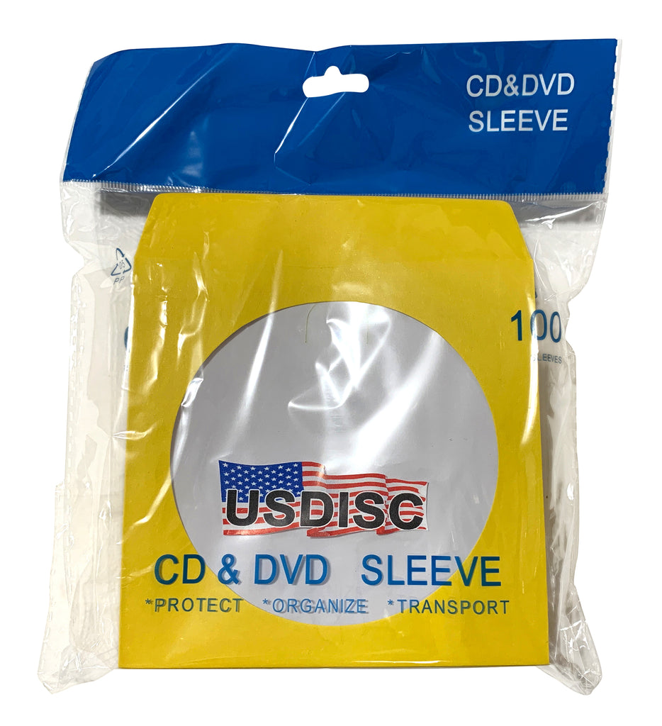 USDISC Paper Sleeves 100g Window, Flap, Yellow