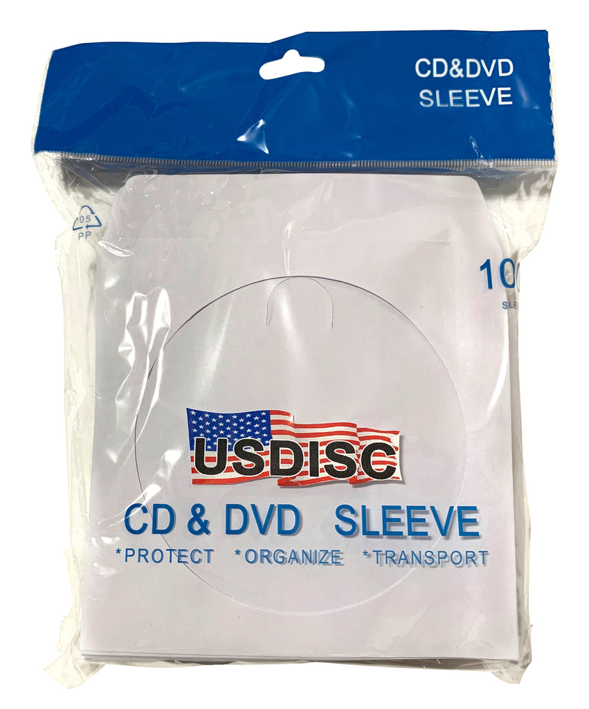 USDISC Paper Sleeves 100g Window, Flap, White