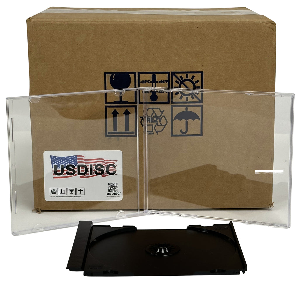 USDISC CD Jewel Cases Standard 10.4mm Unassembled, Single 1 Disc, Black