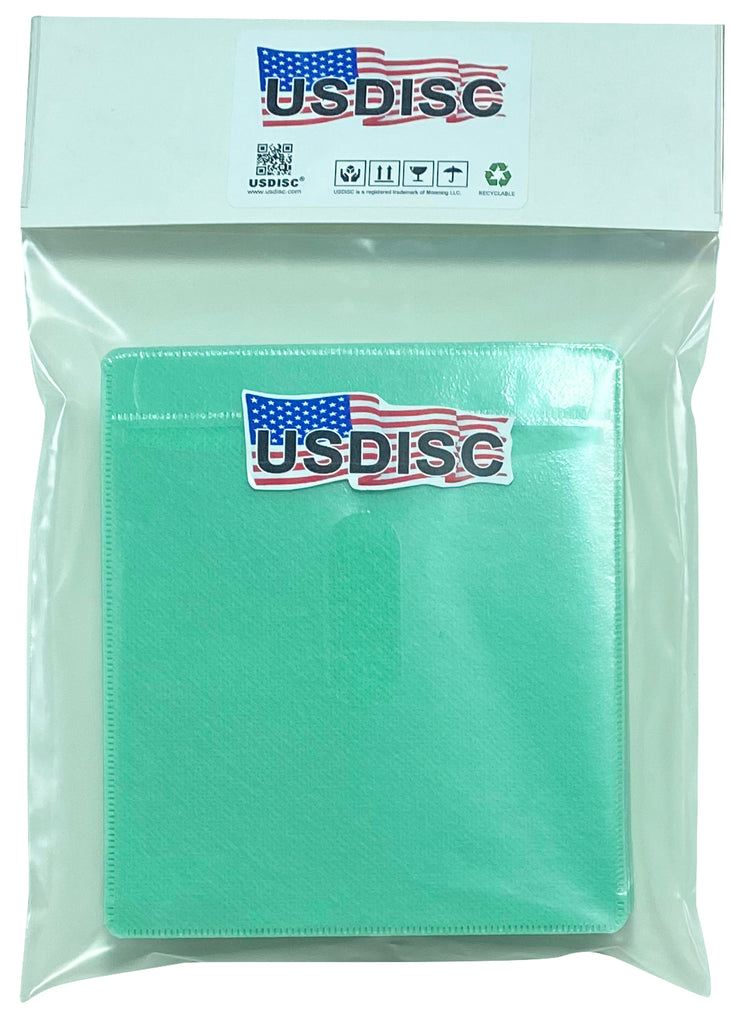 USDISC Plastic Sleeves, Double-sided 2 Disc, Green