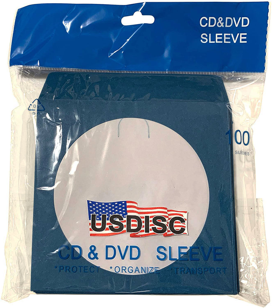 USDISC Paper Sleeves 100g Window, Flap, Blue