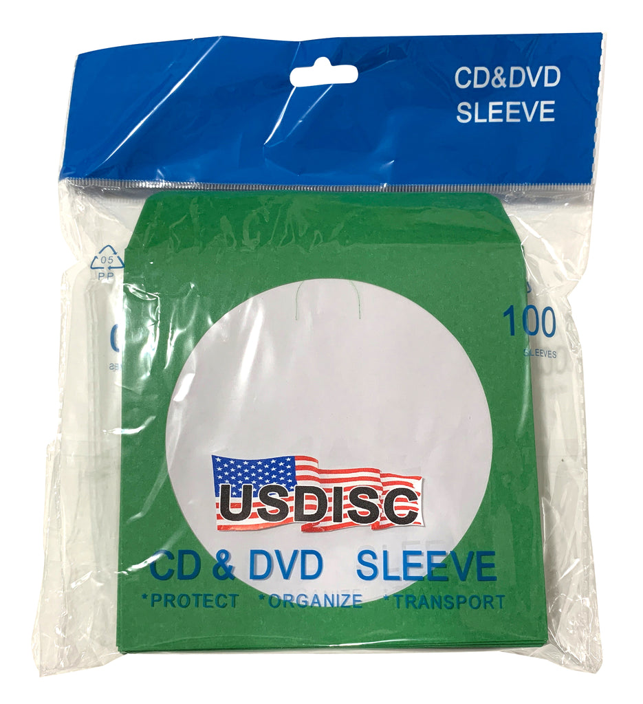 USDISC Paper Sleeves 100g Window, Flap, Green