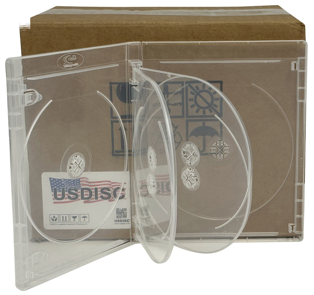 USDISC Blu-ray Cases Standard 14mm, Sextuple 6 Disc, Clear
