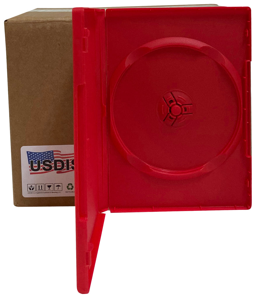 USDISC DVD Cases Standard 14mm Premium, Single 1 Disc, Red