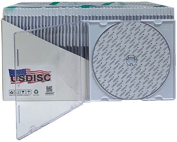 USDISC CD Jewel Cases Slimline 5.2mm, Single 1 Disc, White